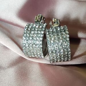 Diamond Clip on Hoop Earrings
